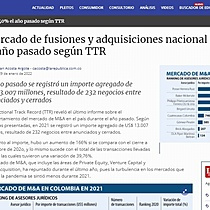 Mercado de fusiones y adquisiciones nacional creci 40% el ao pasado segn TTR